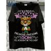 Funny Cartoon Leopard Soccer Player T Shirt I'M a Proud Mom of a Freaking Awesome Son Yes He Bought Me This Shirt High Quality Printed