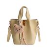 New Minimalist Soft Leather Handbag, Single Shoulder Crossbody Bag, Large Capacity Portable Bucket Bag, Lychee Patterned Women's Bag