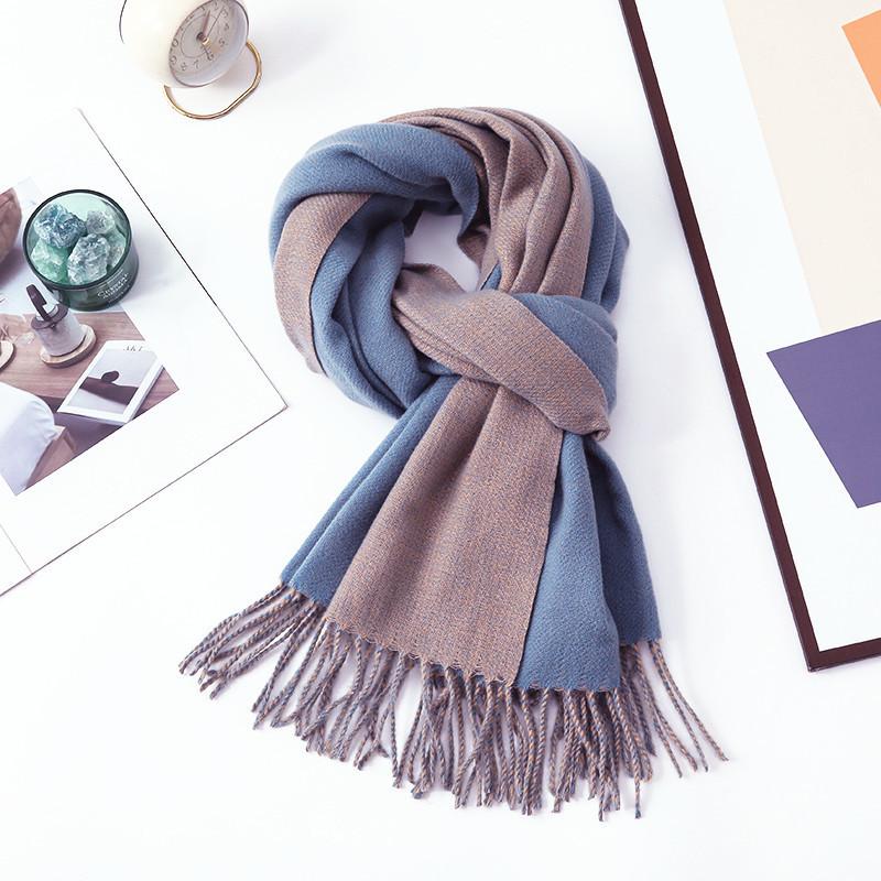 

New Double sided Imitation Cashmere Scarf for Women in Winter Korean Version Thickened Warm and High End Autumn and Winter Student Scarf 200*70CM
