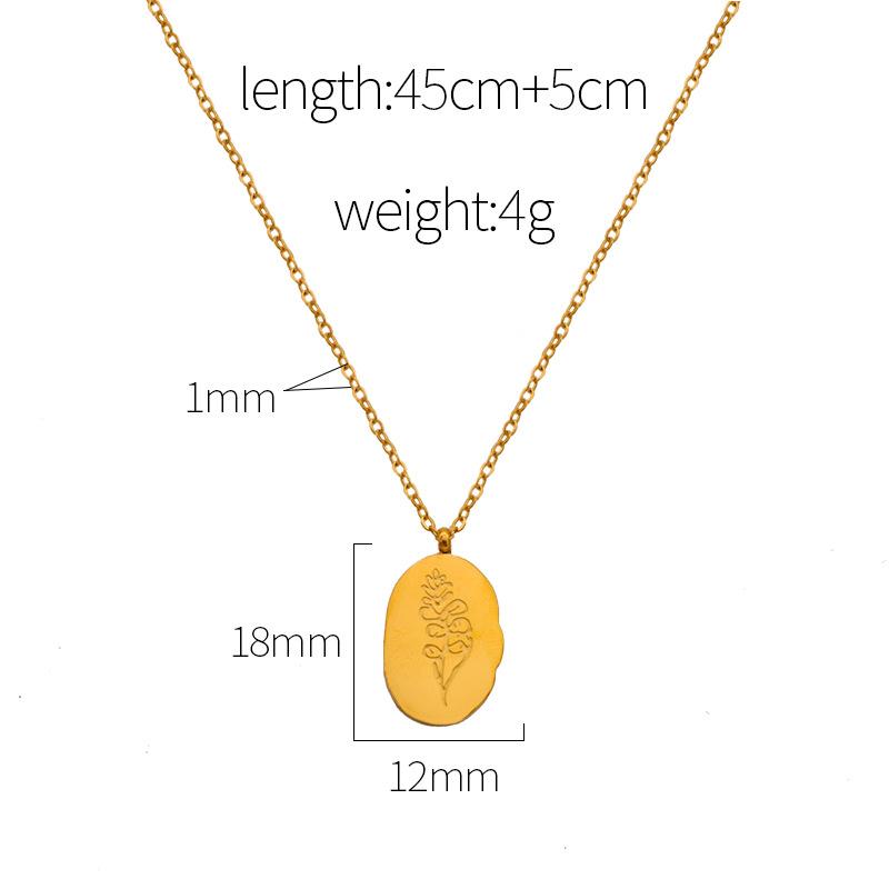 

Versatile Titanium Steel Oval Clavicle Chain French Light Luxury Double-Sided Flower Non-Fading Necklace Girls Popular Jewelry золотий