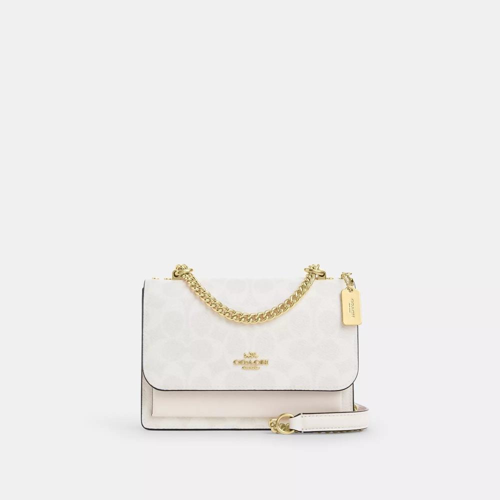 Coach MIni Klare Crossbody Bag In Signature Canvas Gold White Chalk