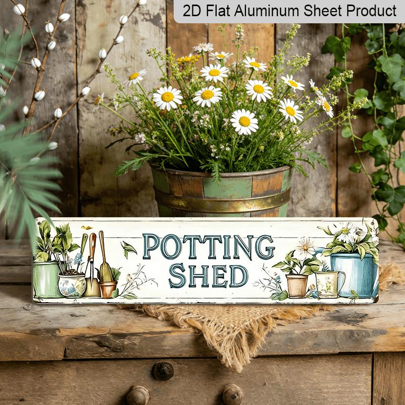 

2D Flat Vintage POTTING SHED Metal Sign, Rustic Garden Wall Decor, 15.7×3.94 Outdoor Porch Decor & Gift 15.7×3.94Inch/40*10cm