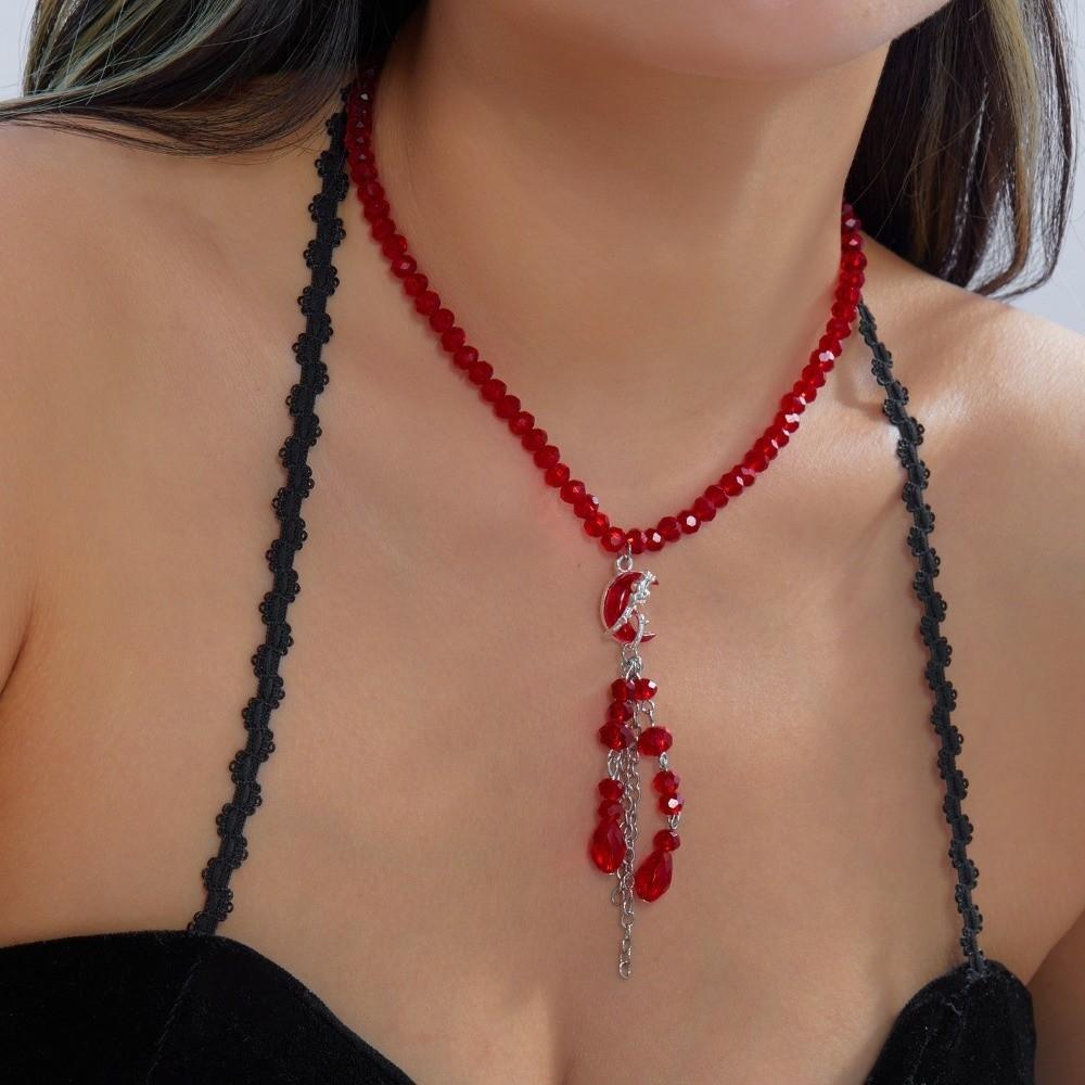 Gothic Blood Drop Necklace Tassel Halloween Earrings Creative Halloween Collarbone Chain  Cosplay