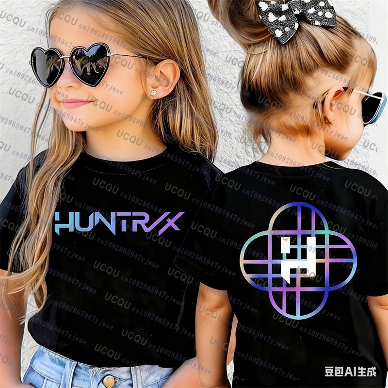 Kpop Demon Hunters Parent Child Short Sleeve Tshirt Kpop Demon Hunters Harajuku Casual Fashion Cotton Kids Cosplay Clothing