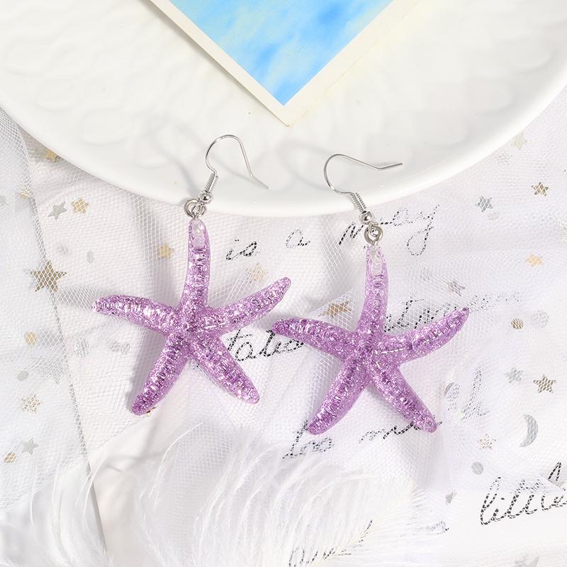 Modische Bonbonfarbe Pailletten Seestern Ohrringe für Damen Mädchen Sommer Strand Bohemia Hängeohrringe Urlaubs Schmuck Geschenke