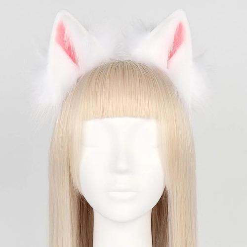 Handmade Faux Fur Headband With Fox Wolf Ears, Halloween,