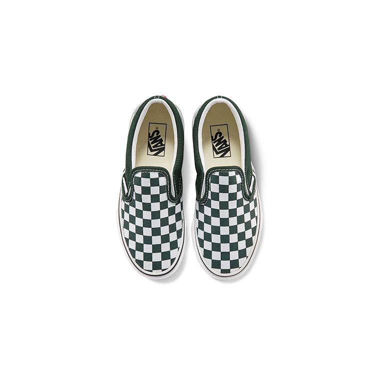 Vans Slip-On Casual Durable Lightweight Low Top Kids Skate Shoes Green White Checkerboard Kids Sneaker VN0A5KXM8CA
