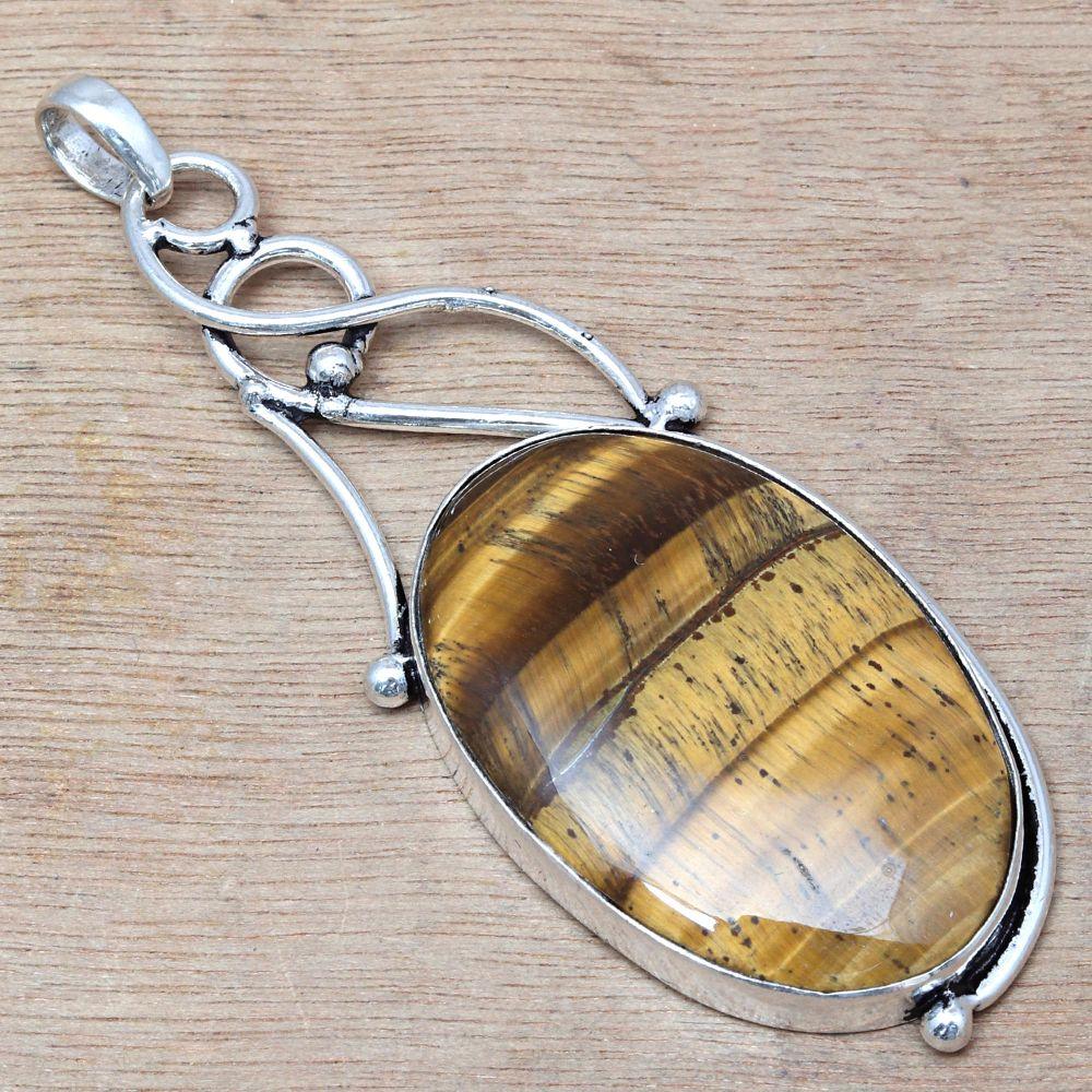 Necklace Tiger's Eye Gemstone Handmade Jewelry 3"