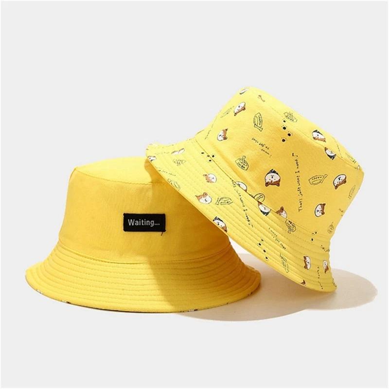 Dog Print Bucket Hat Fisherman Cap 