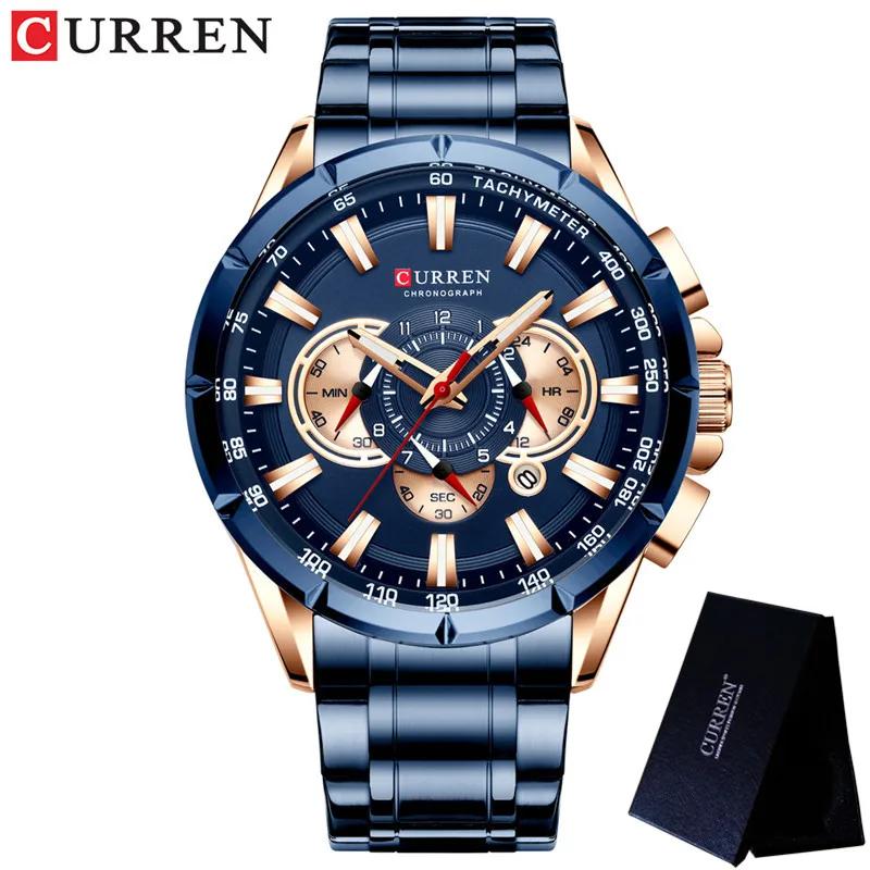 CURREN Mode Homme Montre-Bracelet Étanche Chronographe Montre Homme Militaire Marque Supérieure Luxe Acier Inoxydable Sportive Horloge Mâle 8363