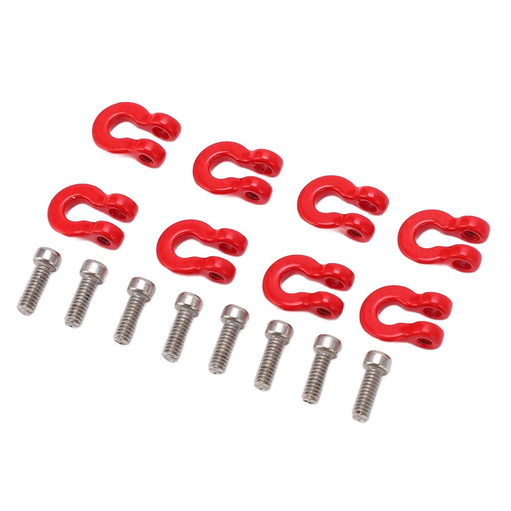 8PCS Metal Front Rear Bumper Trailer Hook Tow Shackle Rescue Hook for Axial Scx24 124 Car