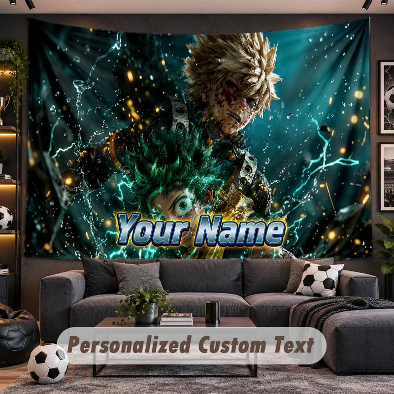 Wall Hanging Tapestry Custom NameMy Hero Academia Pattern Personalized Printed Fabric Wall Decor