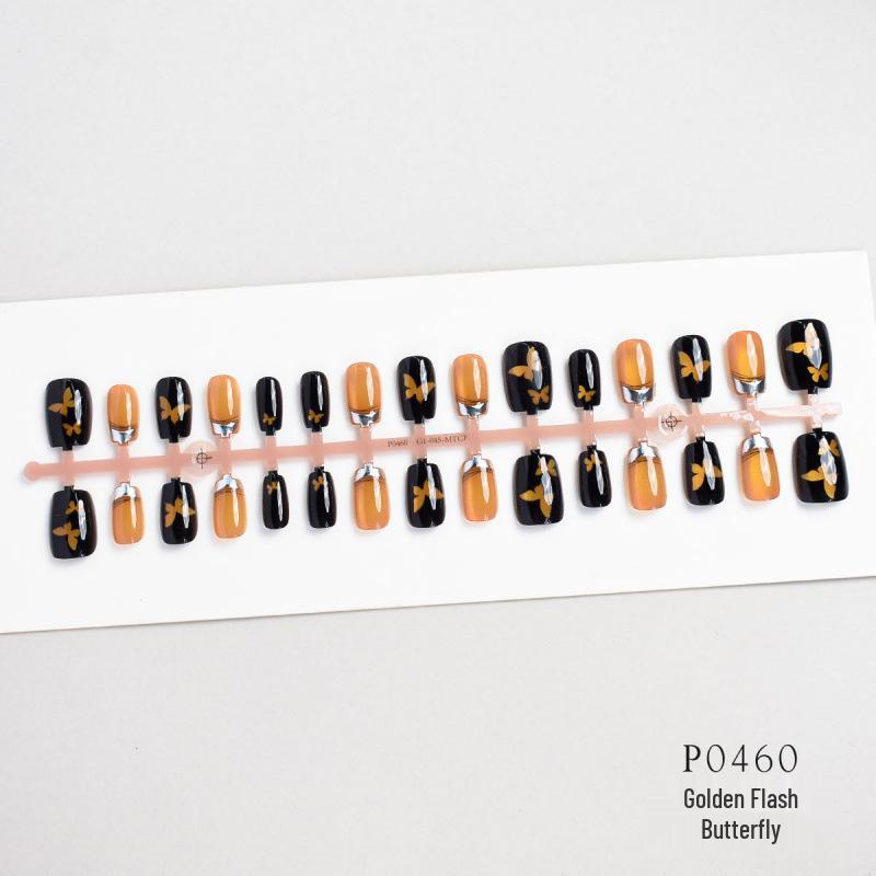 Gold Flash Cat Eye Gradient Nail Tips - 30 Piece Set