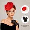 Vintage Fascinator Hut und Spitzenhandschuhe Set Vogelkäfig Schleier Kopfschmuck für Damen Formelle Party Kostüm Zubehör