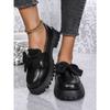 Chunky Sole 2025 British Style Korean Vintage Leather Loafers for Women Women's Slip-On Loafers with Bow Detail