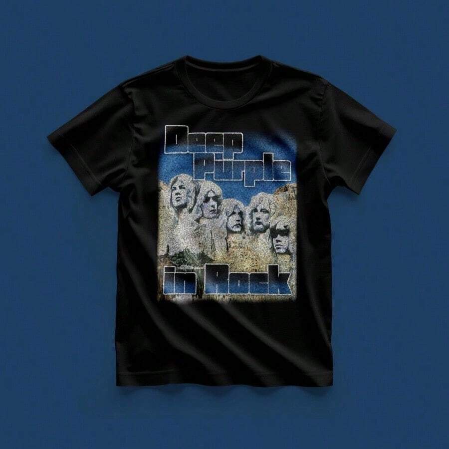Deep Purple In Rock Shirt Vintage Rock Band Tee Classic 70s Album Graphic Hard Rock Music T-Shirt Retro Band Merch S разноцветный
