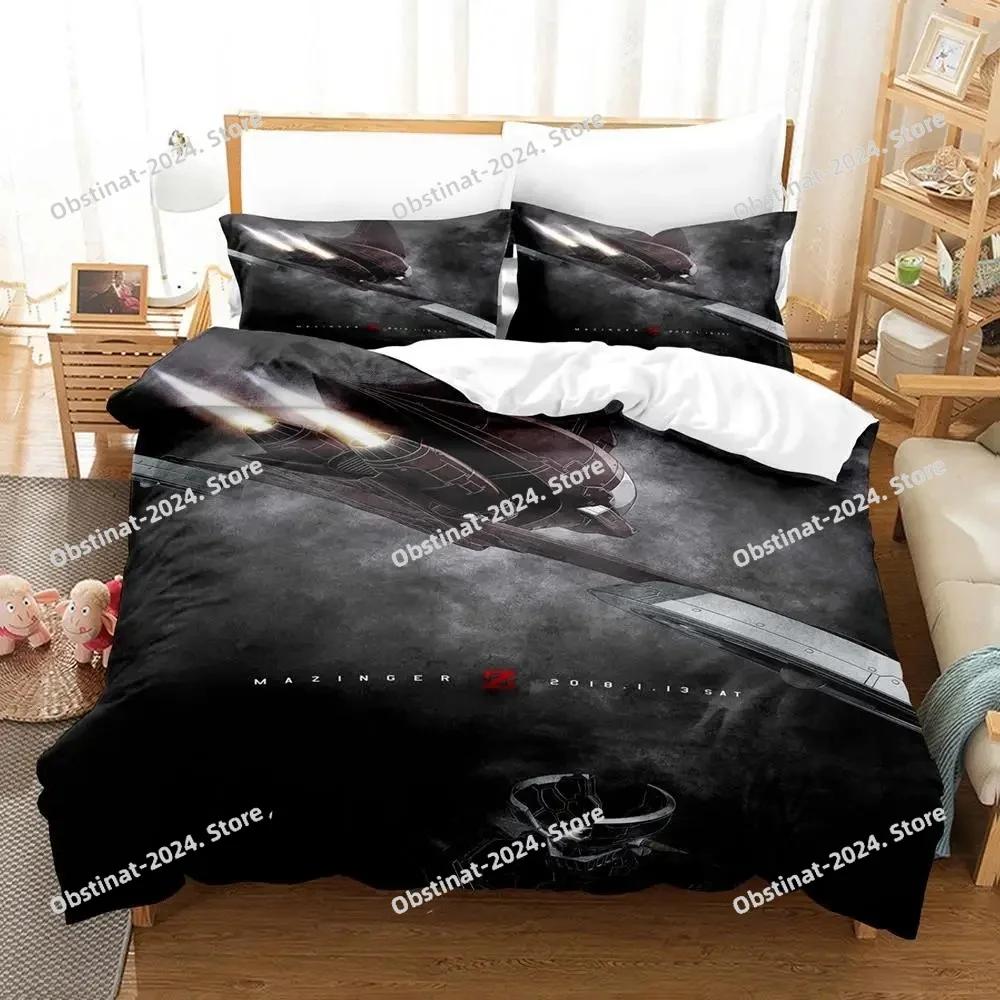 Mazinger Z Bedding Set Printed With Pillowcase Bed Duvet Cover Soft Single Double Queen Super King Size Aldult Kid Bedroom