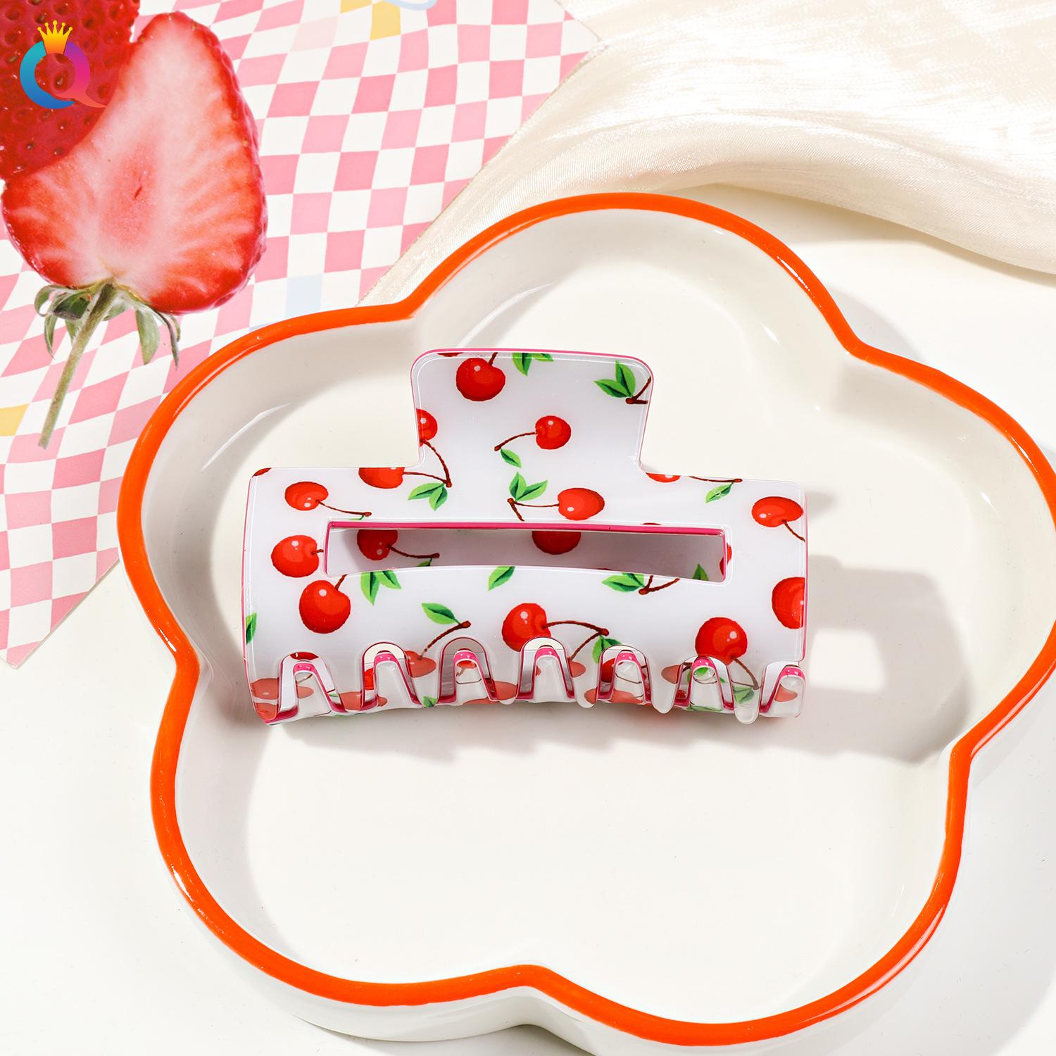 

1 шт. клубника арбуз вишня фрукт захват клипса девушка акриловая пружина заколка-акула украшение для волос