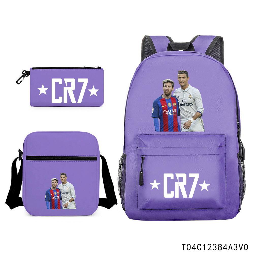 Luo Qixing Three-Piece Schoolbag, Male And Female Students Leisure Bag, Printed Large-Capacity Outdoor Backpack