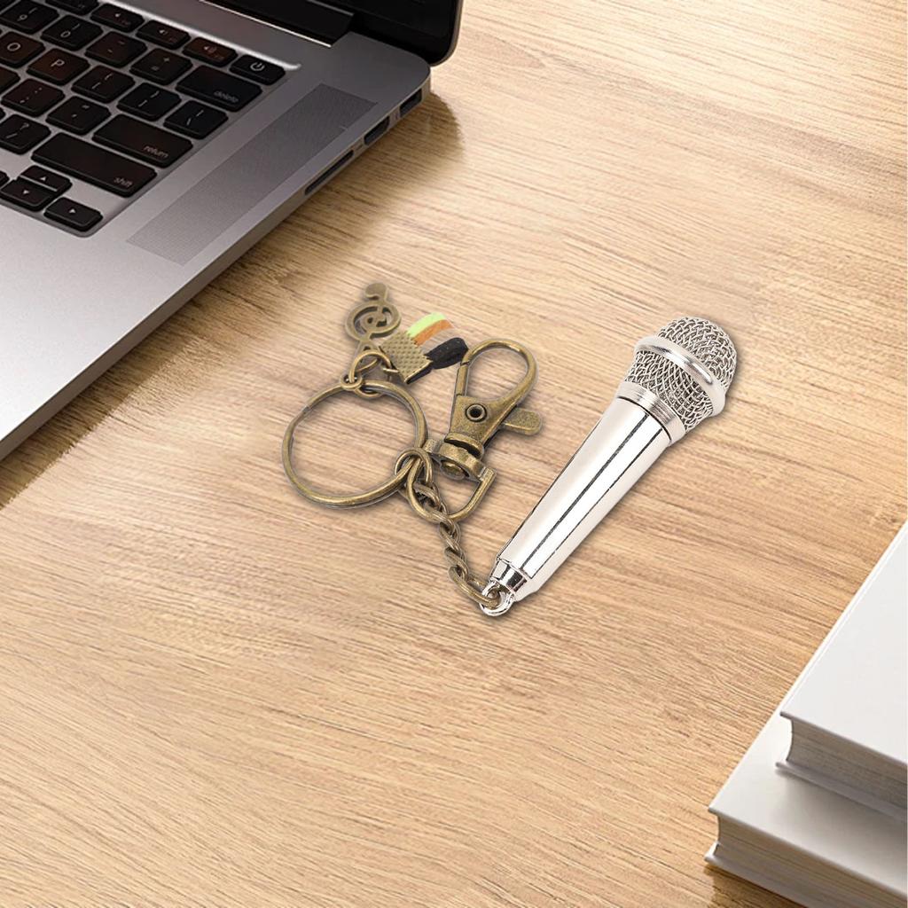 Miniature Mic Model Lifelike Decoration Exquisite Musical Instrument Ornament for Desk Display Shelf