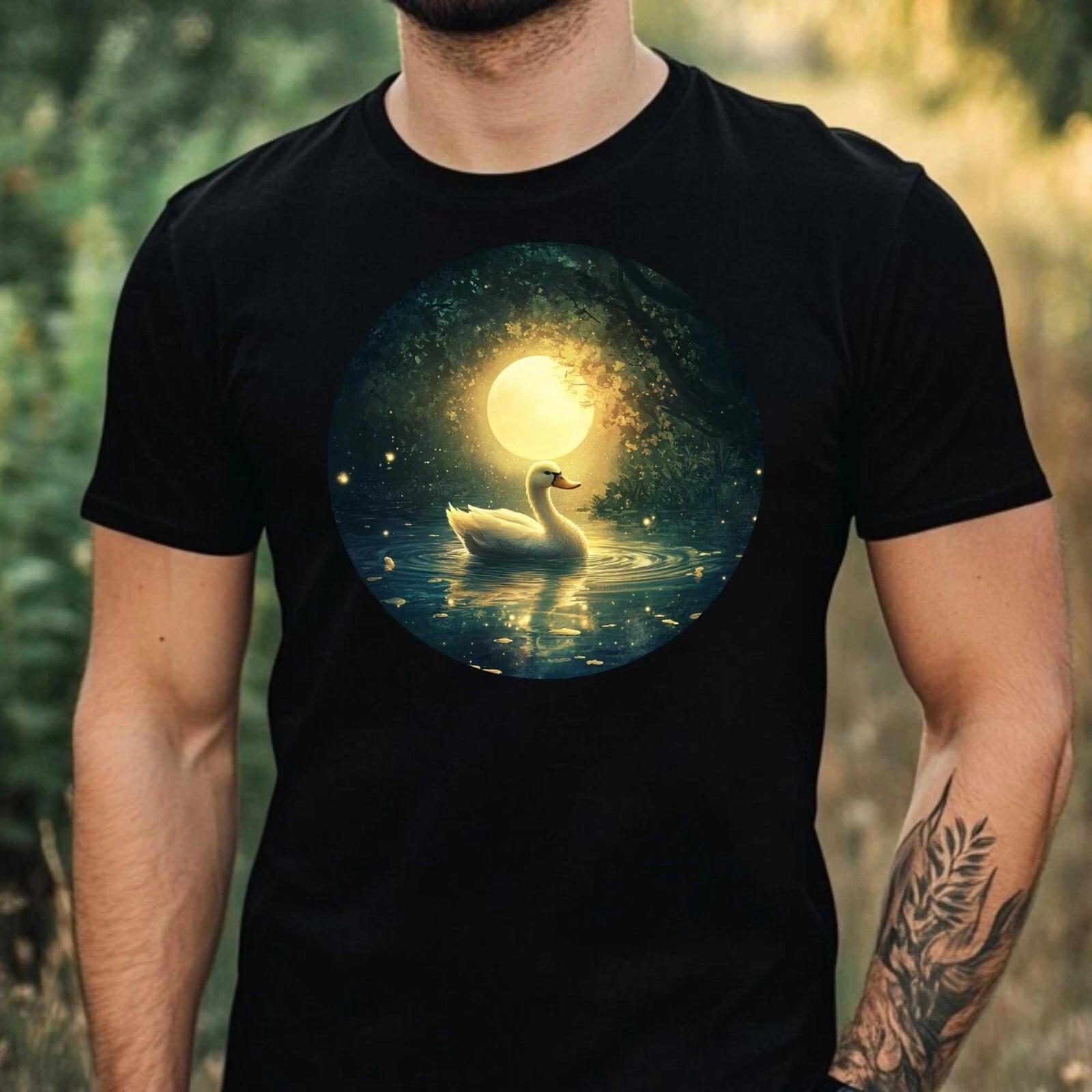 T-Shirt Herren Ente im Mondlicht Motiv Baumwolle Größe XS bis 5XL XL