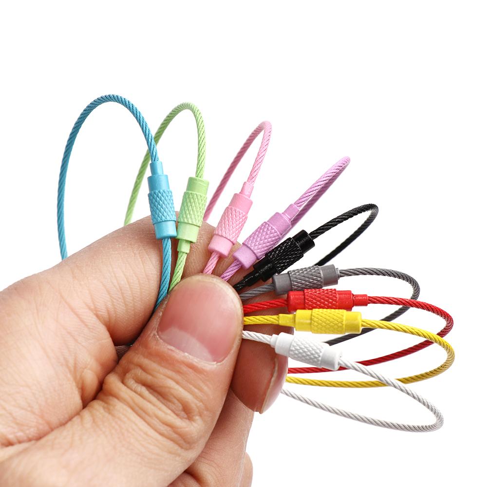 10pcs 1.5*150mm Holder Circle Loop Outdoor Camp Cable Wire Keychain Rope EDC Keyring Screw Lock