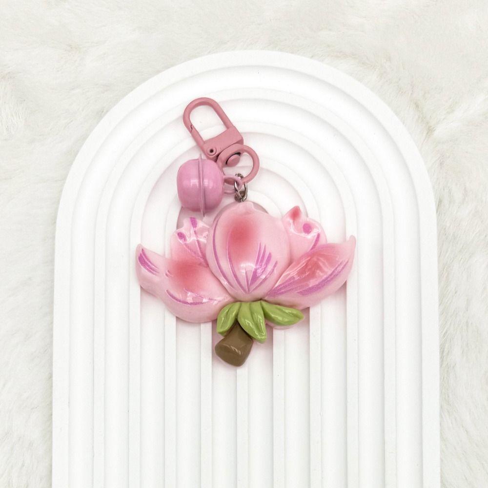 Tulip Peach Flower Keychain Resin Car Key Ring Fashion Peach Blossom Pendant Gifts