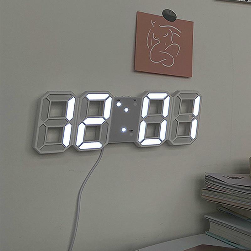 

3D LED Digital Alarm Clock with Temperature Display, Wall-Mounted, 8-Character Orange Light чёрный