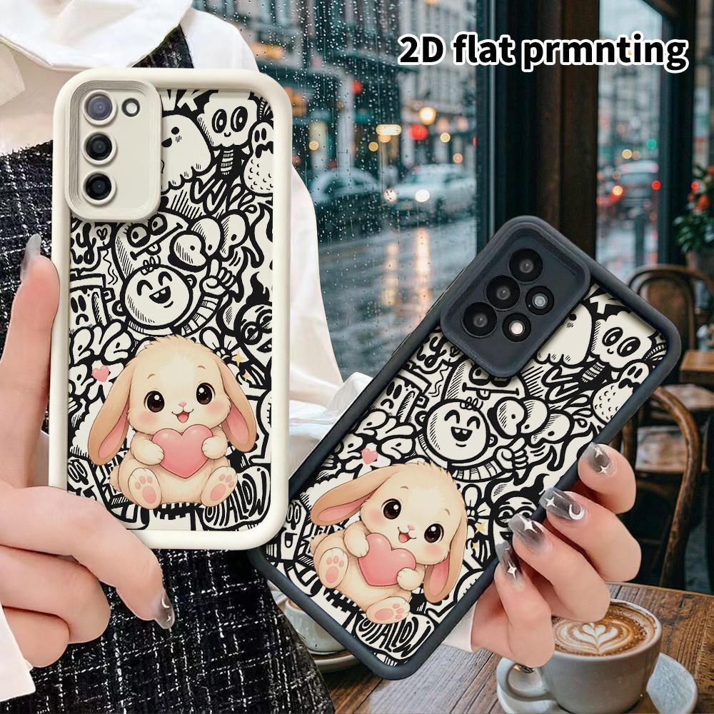 Phone Case: 2D Flat Samsung Galaxy A34 A35 M05 M06 S20 S22 S21 FE Plus 5G Protective Case, Light Beige Lop-Eared Rabbit, Christmas and Halloween Gift