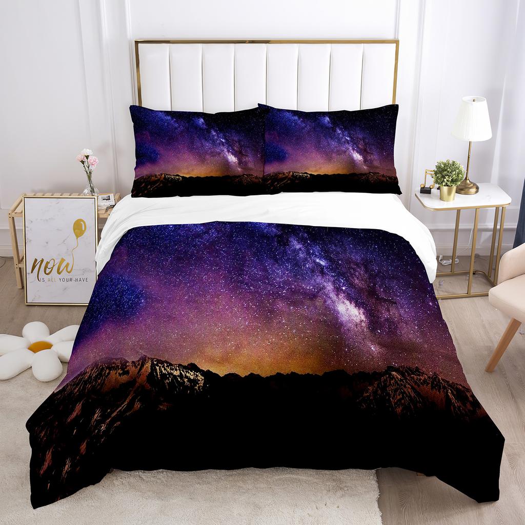 Galaxy Duvet Cover King 3D Space Themed Bedding Set Microfiber Soft 3pcs Universe Pattern