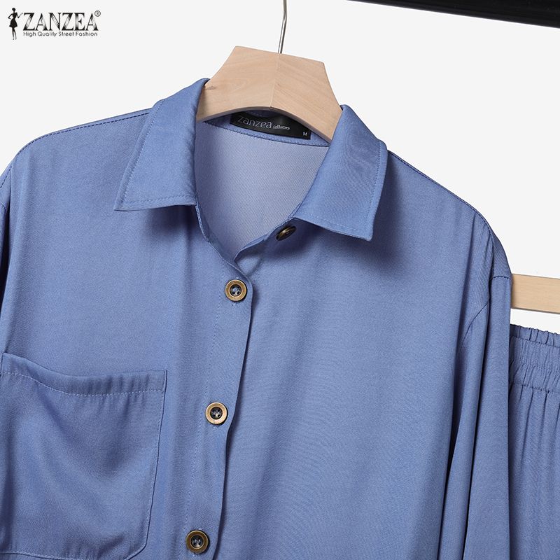 ZANZEA Blouse à manches longues pour femmes et jupes longues Ensembles décontractés deux pièces