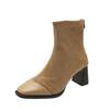 Thick Heel Short Boots Women's 2025 New Autumn and Winter Women's Boots Square Head Short Boots High Heel Martin Boots Zipper Thin Boots