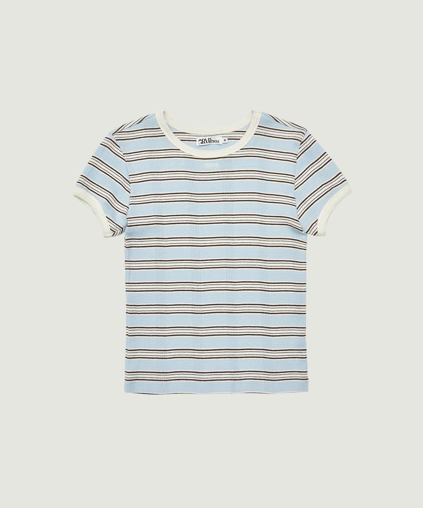GROVE Nancy Stripe H/S T-Shirt (Light Blue)