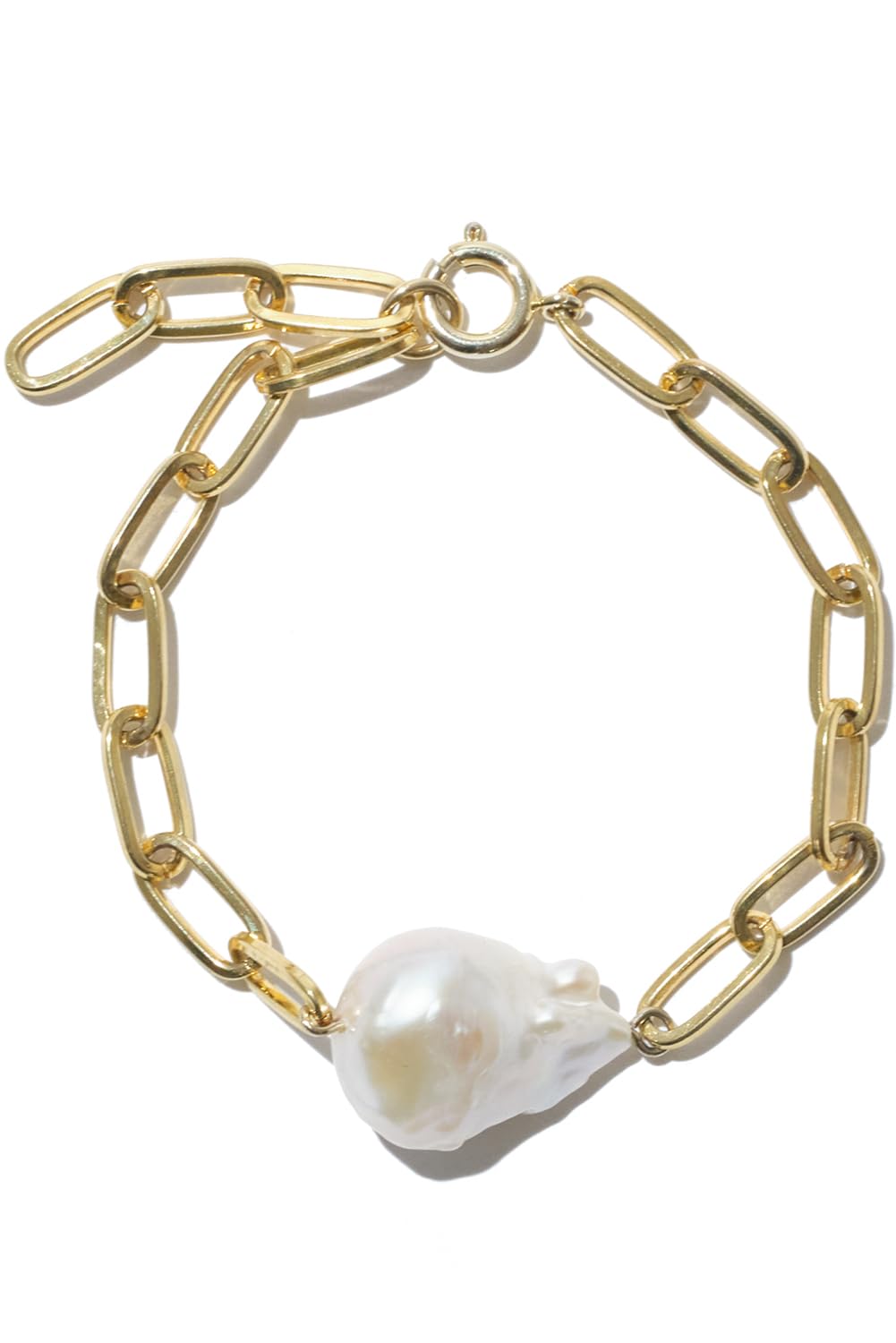 

Браслет-цепочка из золота 18 карат с барочным жемчугом Браслет из пресноводного барочного жемчуга [VIRINA] для женщин золотой