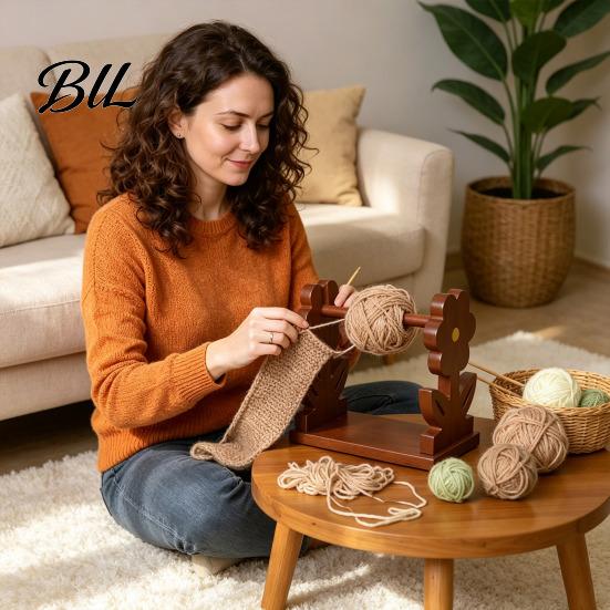 Embroidery Thread Organizer Rotatable Wooden Yarn Rack, Easy Assembly Ball Dispenser, Spinner Smooth Rotation Spool Stand for Crafting Projects