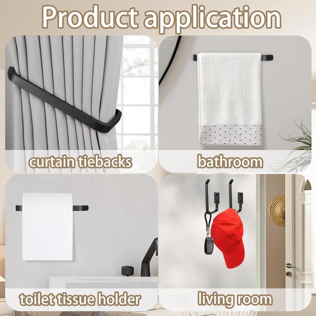 Set of 2 Modern Decorative Curtain Tiebacks and Holdbacks, Wall Mounted Aluminum Alloy Drapery Tiebacks Holder for Bedroom, Living Room, Kitchen