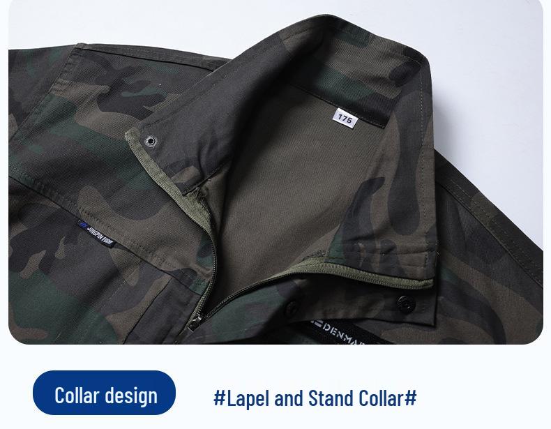 Unisex Elastic Workwear Set, Camouflage, Cotton Thread, Ideal for Welding, Auto Repair, Anti-Scald, Wear-Resistant, Labor Protective.