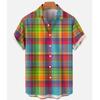 Men's Gradient Striped Short Sleeve Shirt, Loose Fit Casual Button-Down Top for Daily Commute and Vacation Wear