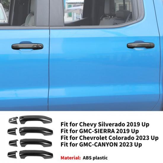 4x Carbon Door Handle Guards Trim Cover Kit For Chevy Silverado 19+ Colorado 23+