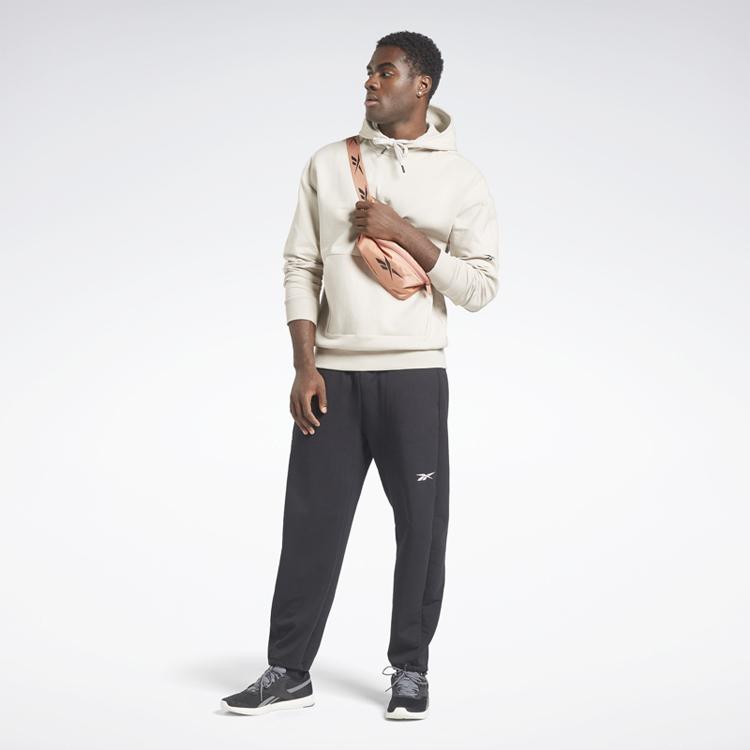 Reebok Solid Color Hooded Pullover Sweatshirt Men tops White HB7225