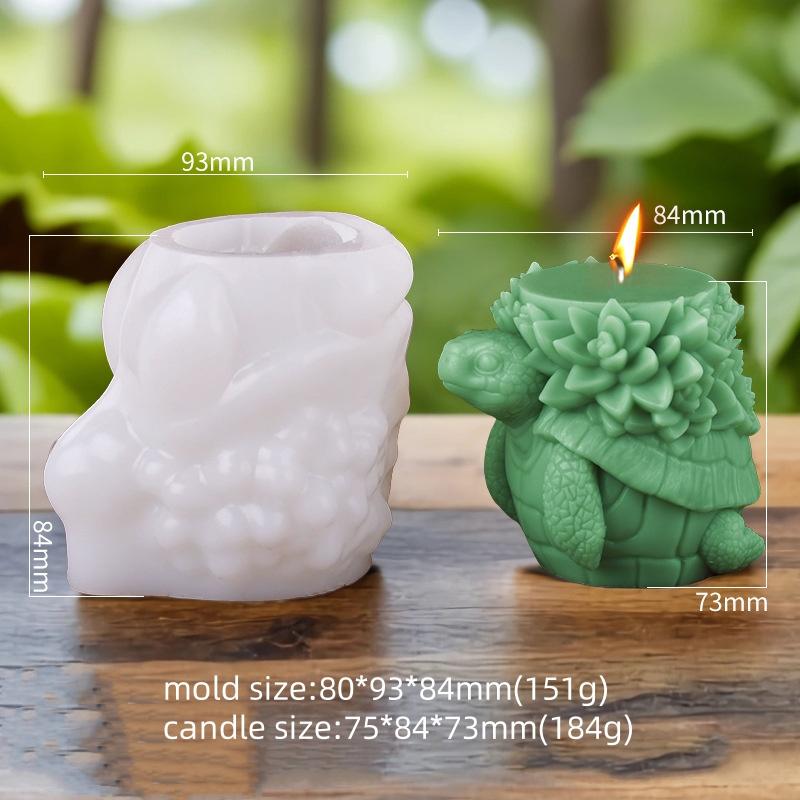 DIY Succulent Turtle Cylindrical Candle Silicone Mold Handmade Squirrel Relief Aromatherapy Gypsum Mold Desktop Decoration
