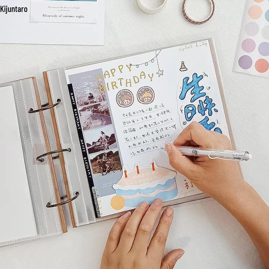 Waterproof DIY Loose-Leaf Handmade Photo Album with PP Pockets for Family, Couples, Classmates, or Growth Memories.