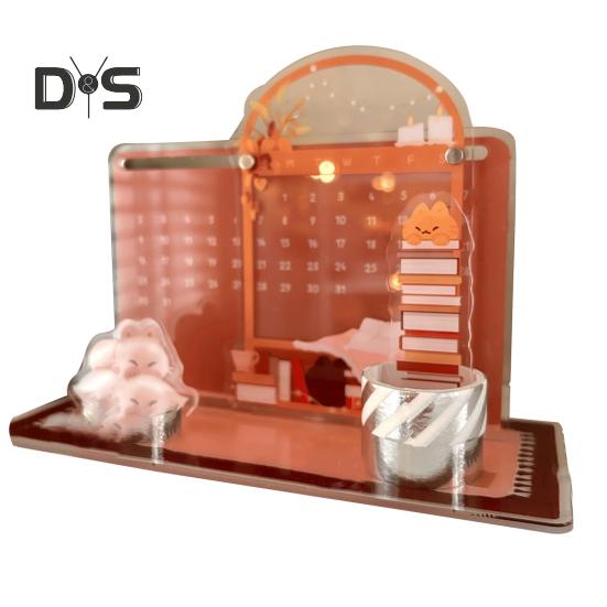 

Акриловая доска для календаря с сухим стиранием и подставкой для рабочего стола, без переворота, самодельный вечный календарь, многоразовая подставка для календаря для домашнего офиса B