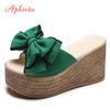 Aphixta 3.54inch Women Slippers Platform Wedge Women Slipper Appliques Slides Beach Sandals Slides Summer Ladies Mules Clog Shoe