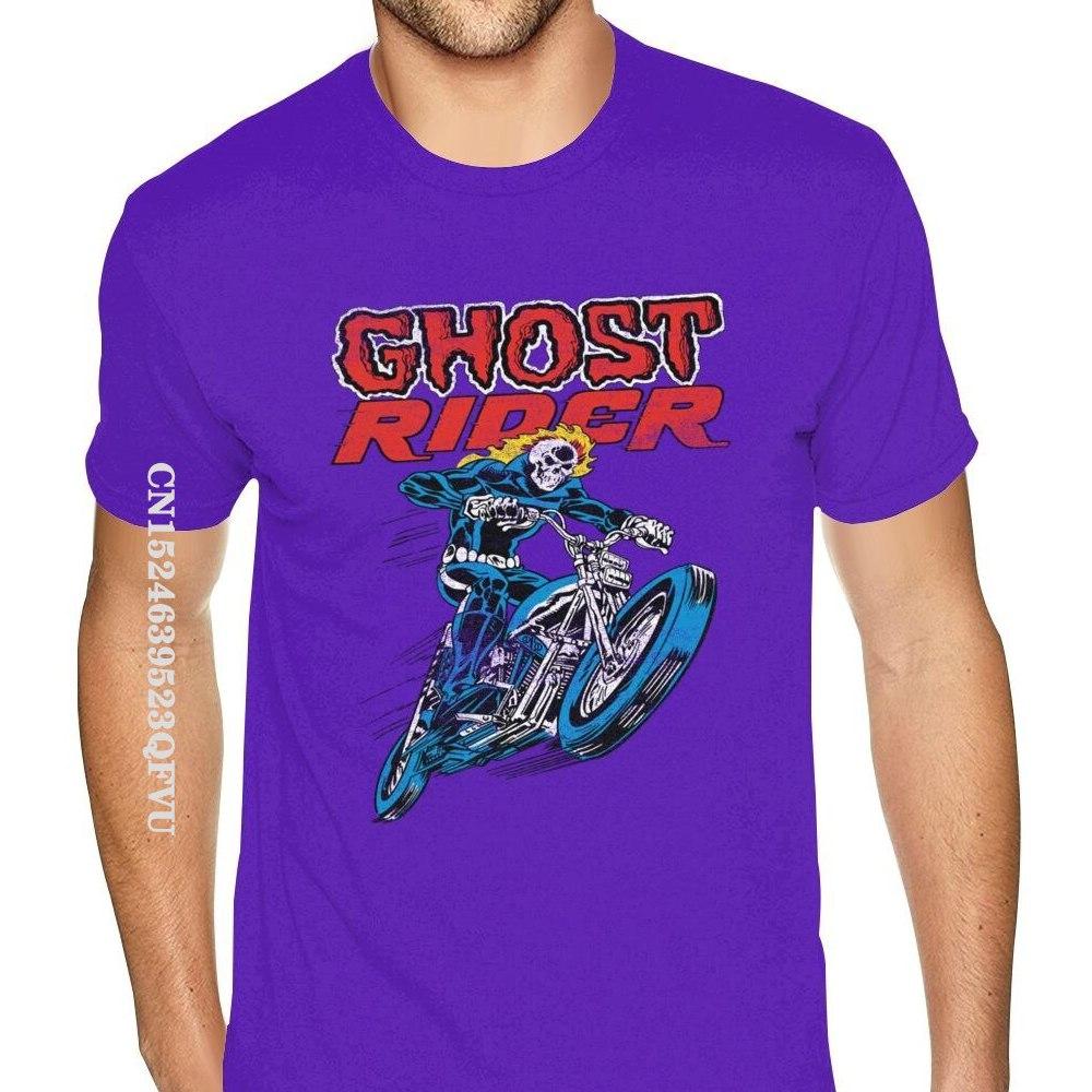 Lovely Ghost Rider Tee Shirts Men's Top Quality Gothic Style Anime Tshirt Pure Cotton Crew T-Shirts Punk Style