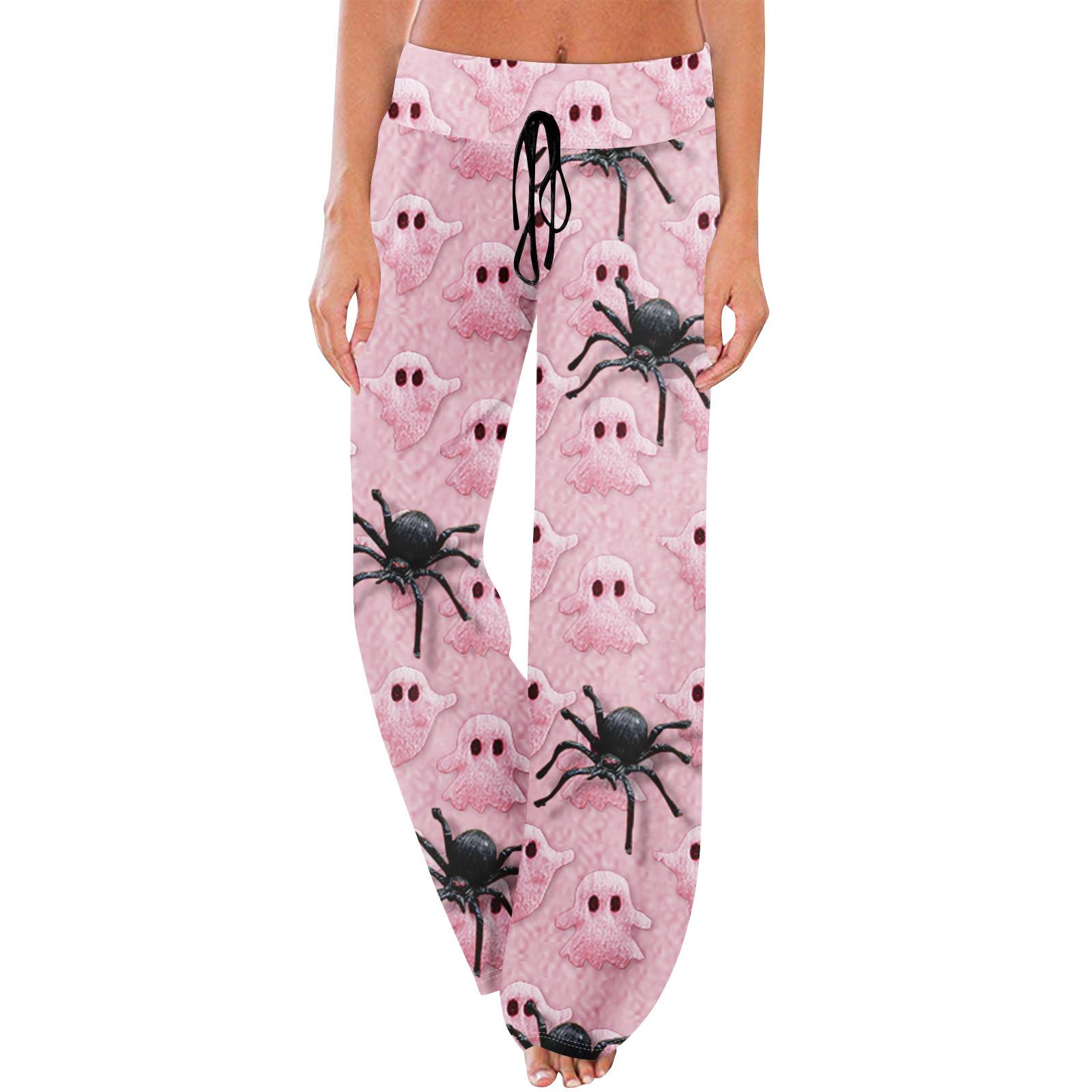 

Пижамные штаны в стиле аниме, повседневные брюки с эластичной резинкой на талии, удобные прямые свободные брюки для йоги L розовый