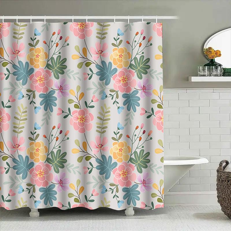 Vintage Pink Floral Shower Curtain Modern Bathroom Decor for Home Decoration