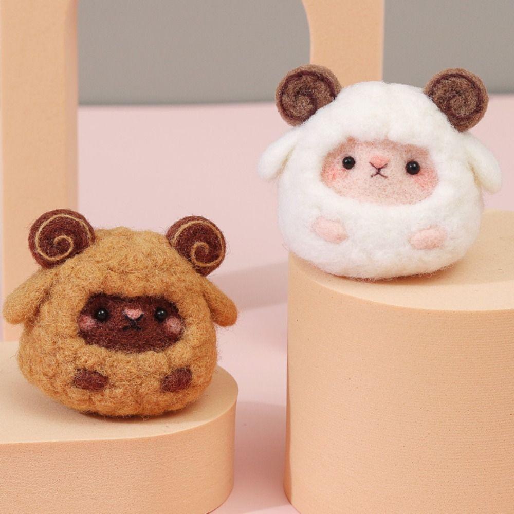 

Wool Felt Toy Sheep Wool Felt DIY Toys Craft Felting Starter Kits DIY Handmade Material Package коричневый
