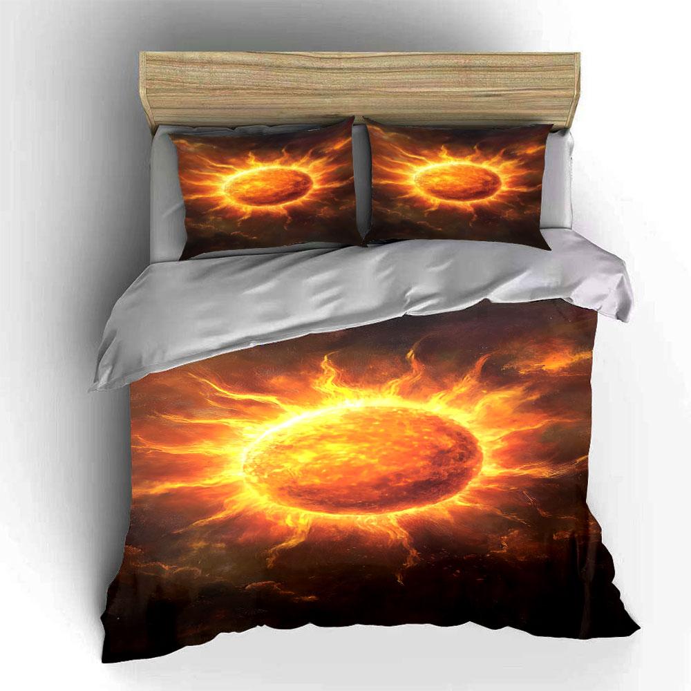 Fiery sun with flames. Bedding sets Duvet cover sets Duvet covers Pillowcases(1 * Duvet Cover 2 * Pillowcases without duvet insert)