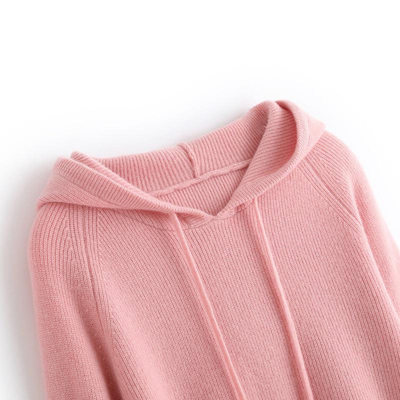 Women's Slim Fit Hooded Wool Cardigan Sweater - Knitted Long Sleeve Versatile Pullover Base Layer